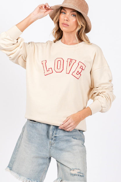 Cozy love path sweatshirt with heart patches