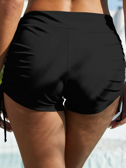 Drawstring Mid-Rise Waist Swim Shorts.