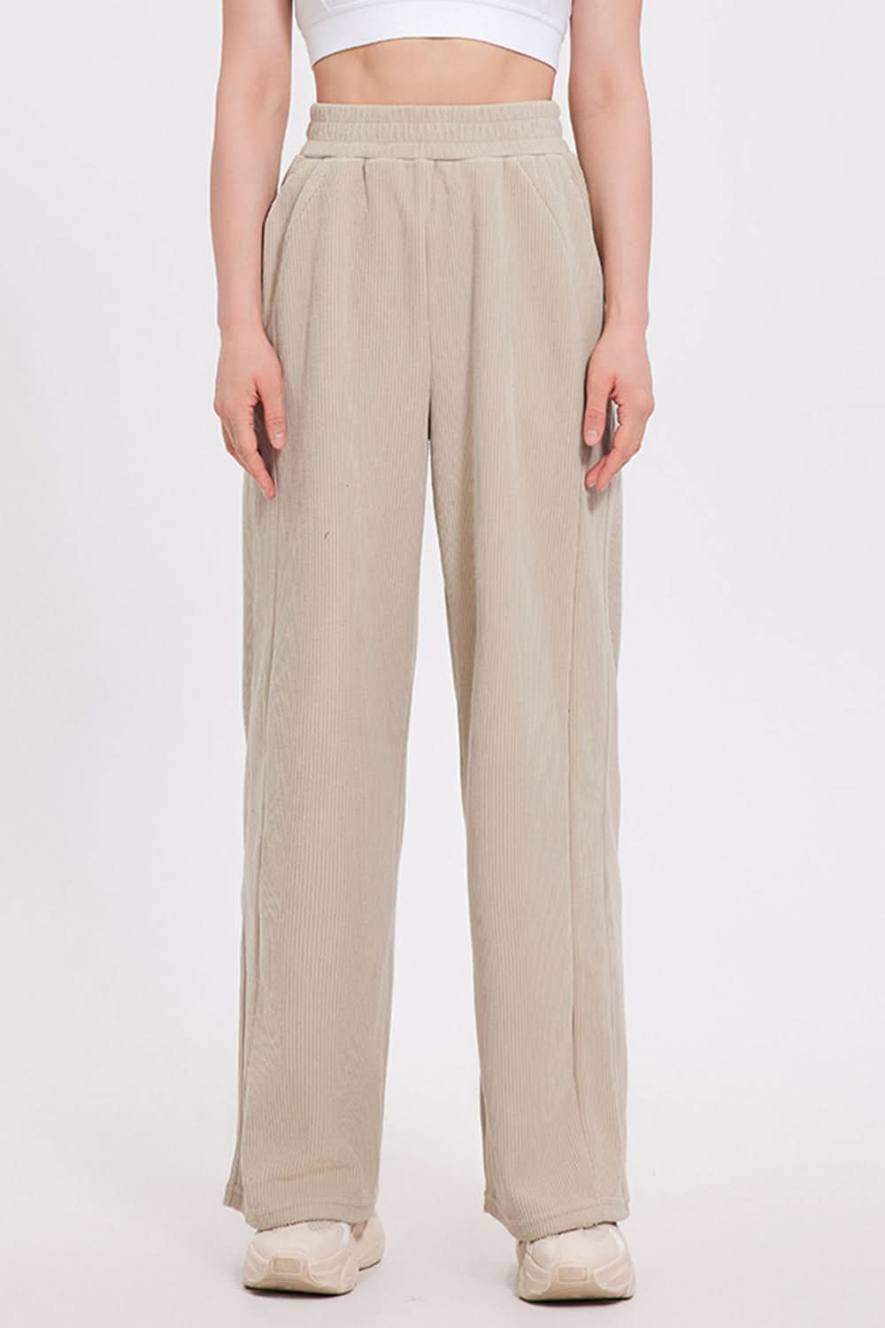 Essential Comfort Wide Leg Pants with Elastic Waistband