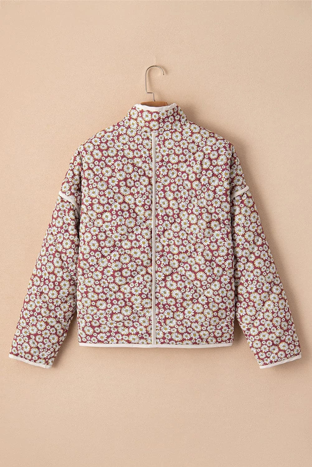 Chic floral mock neck coat