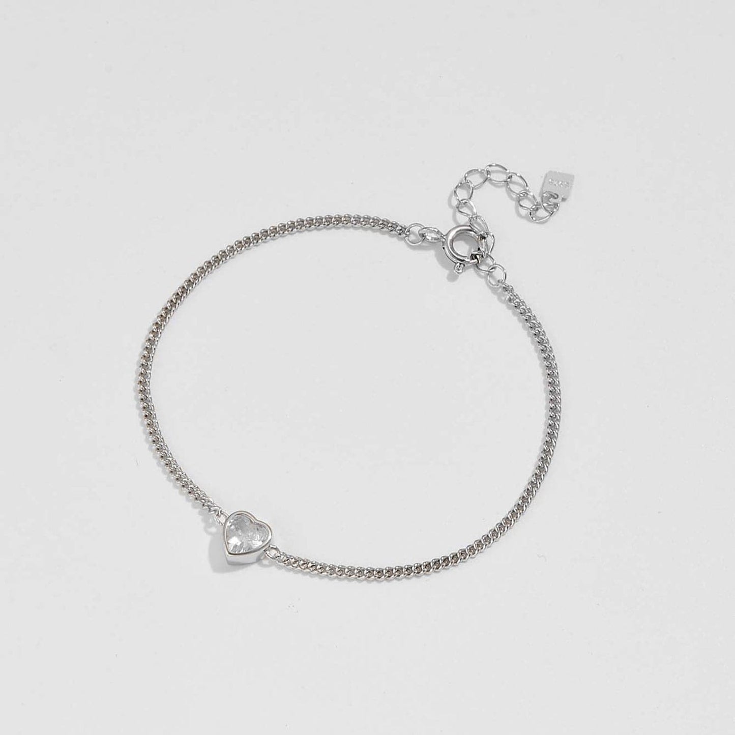 Heart Inlaid Zircon Spring Ring Closure Bracelet.