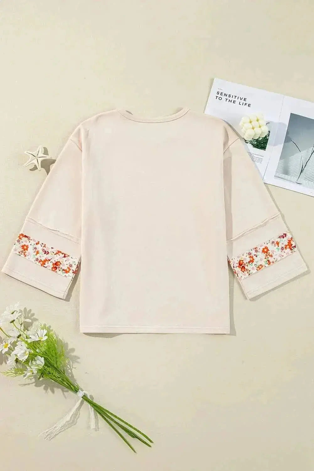 Floral blouse with slits and seams - Love Salve 