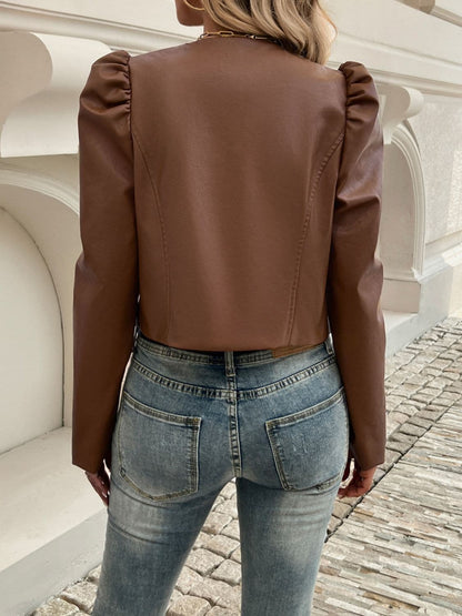 Chic Ruched Puff Sleeve Jacket