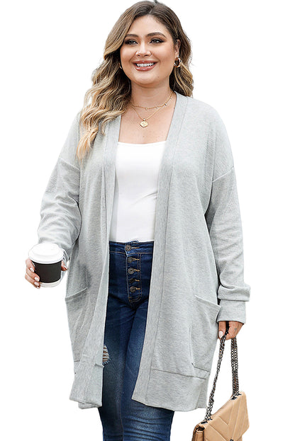 Thermal knit plus size cardigan