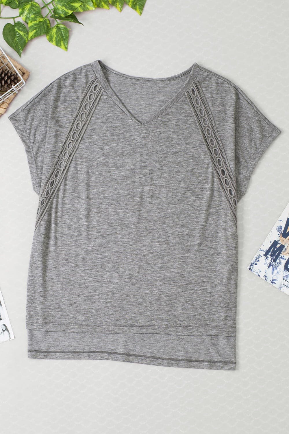 Heathered V-Neck Short Sleeve T-Shirt.