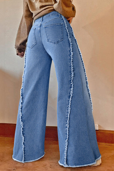 Beau blue flared jeans with raw hem