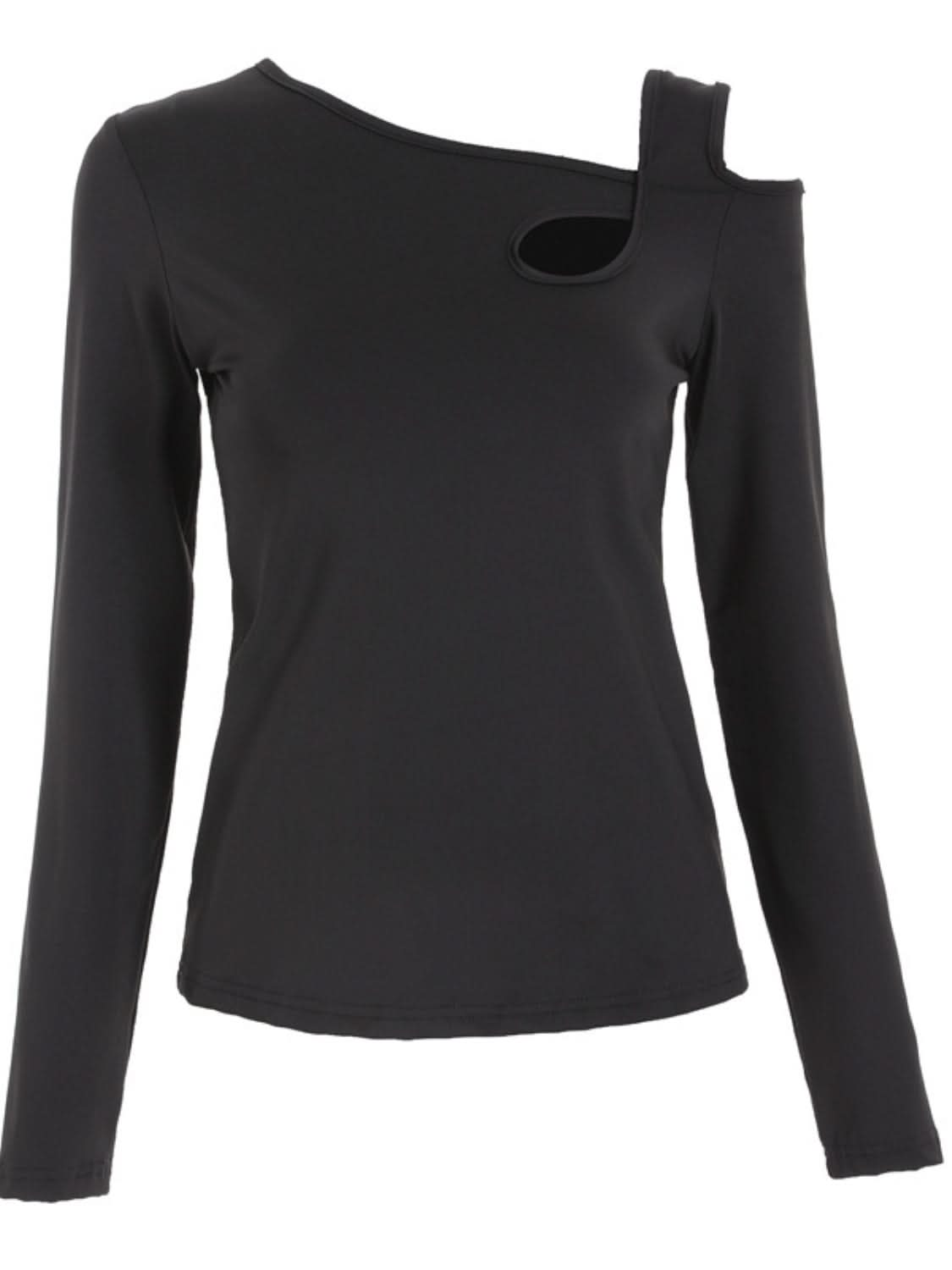 Asymmetrical cutout long sleeve tee with a modern twist