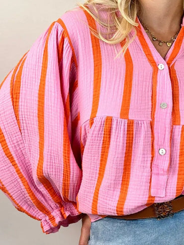 Cotton Striped Blouse - Long Sleeve