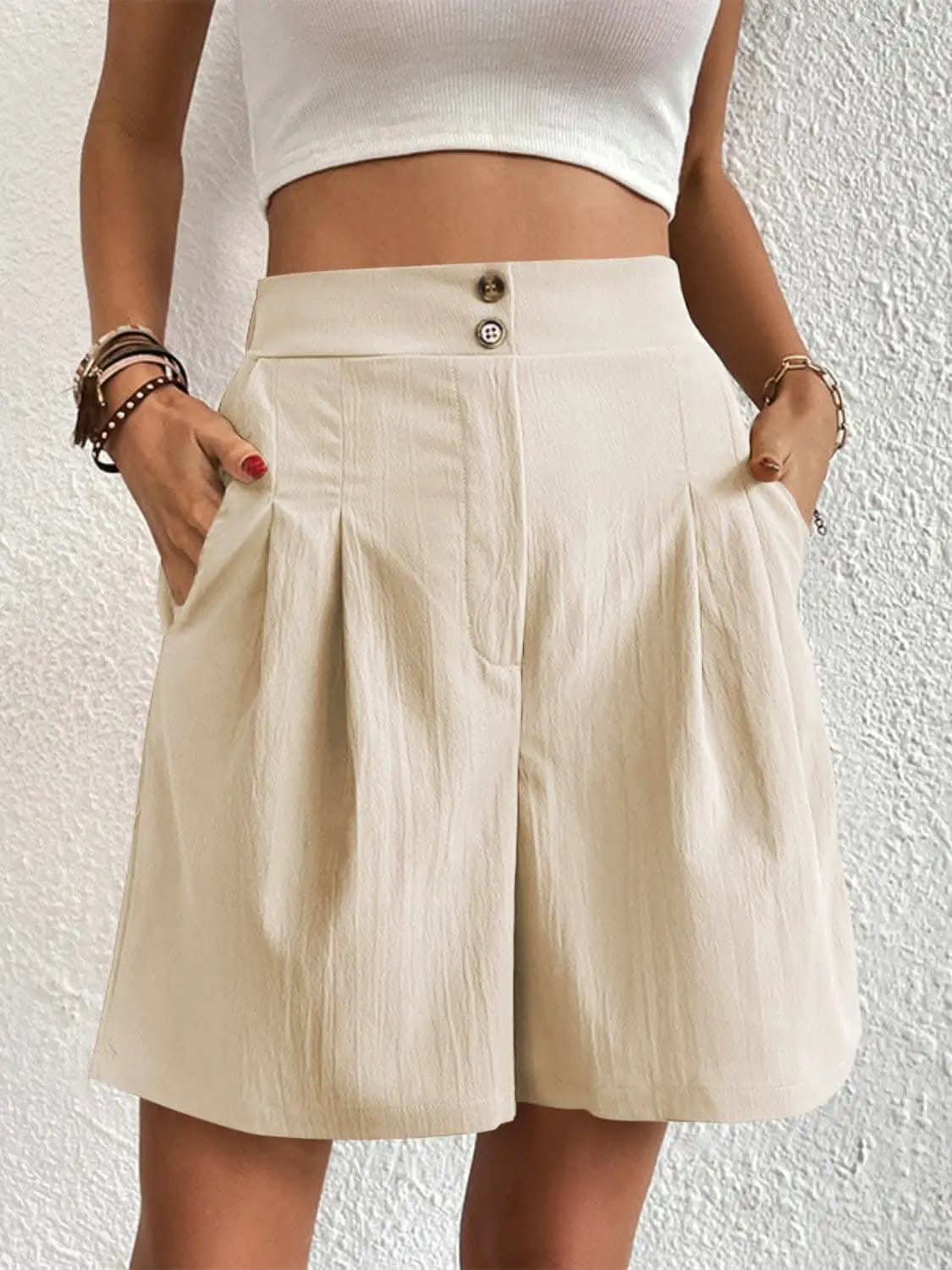 High-waisted pocket shorts for women - Love Salve 