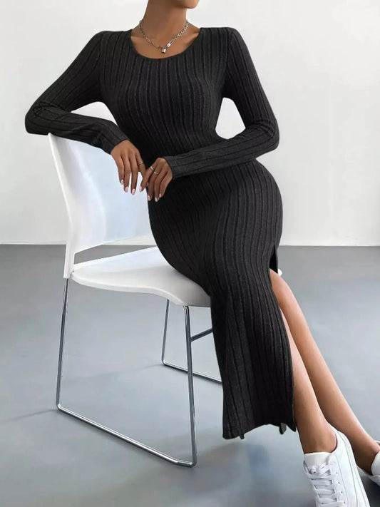 Full Size Ribbed Knit Bodycon Midi Dress Plus Size Simply Love