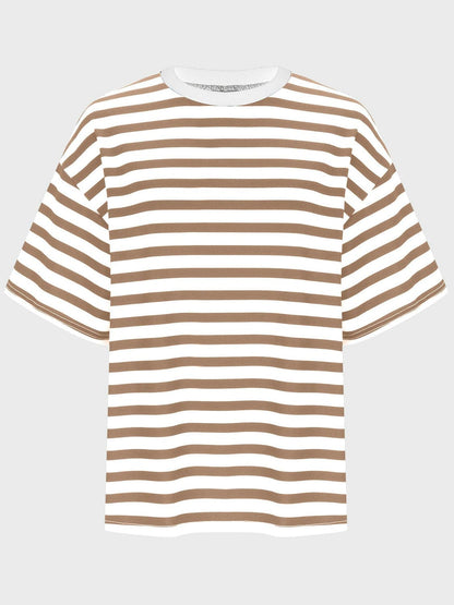 Striped Round Neck Half Sleeve T-Shirt.