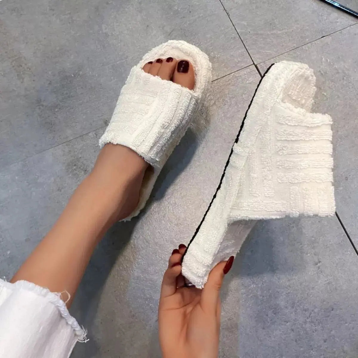 Open Toe Platform Slippers Simply Love