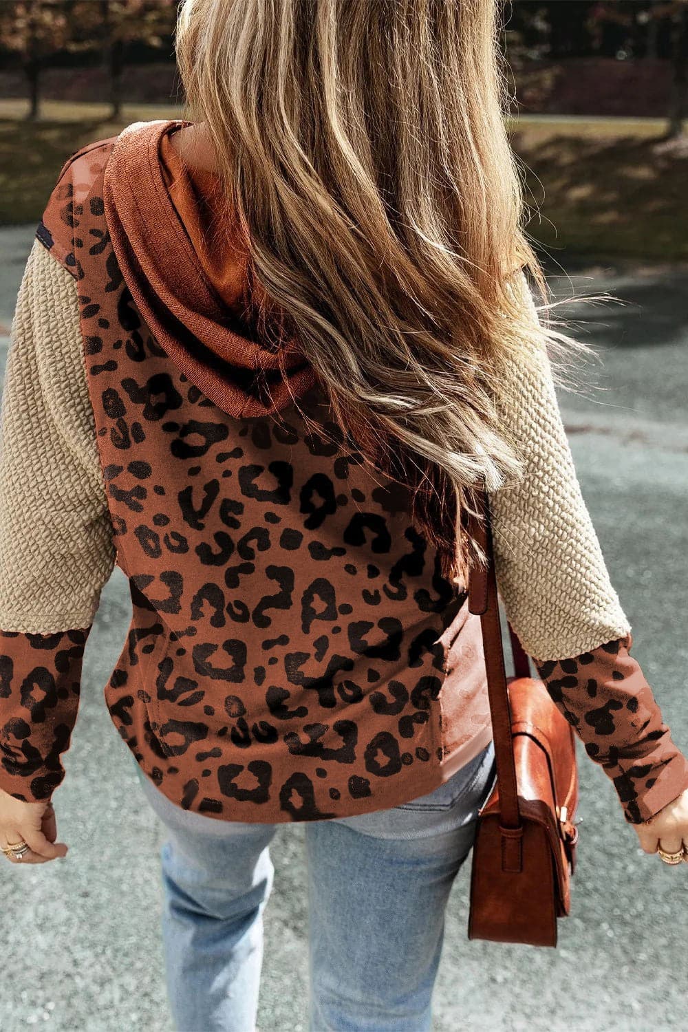 Leopard Dropped Shoulder Hoodie.