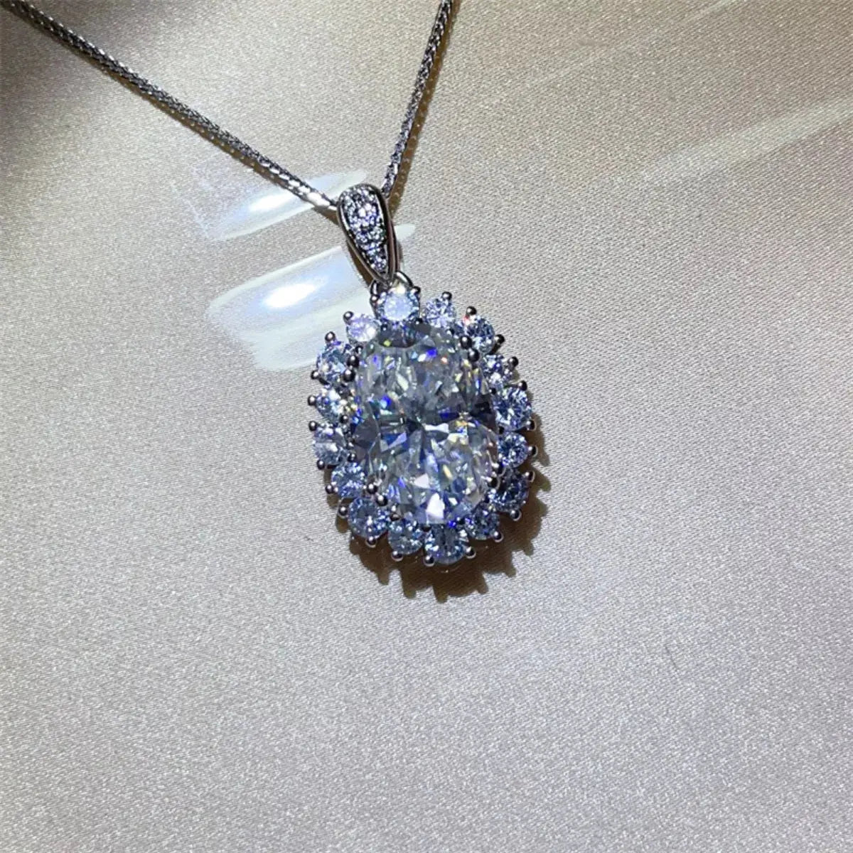 8 Carat Moissanite 925 Sterling Silver Pendant Necklace Simply Love