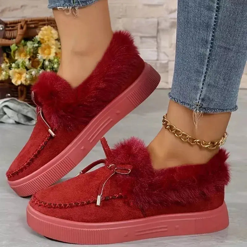 Fuzzy Round Toe Slip-Ons Simply Love