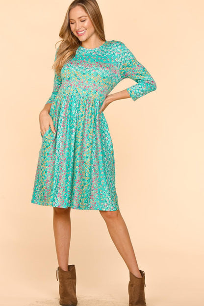 Haptics Round Neck Floral Dress with Pockets.