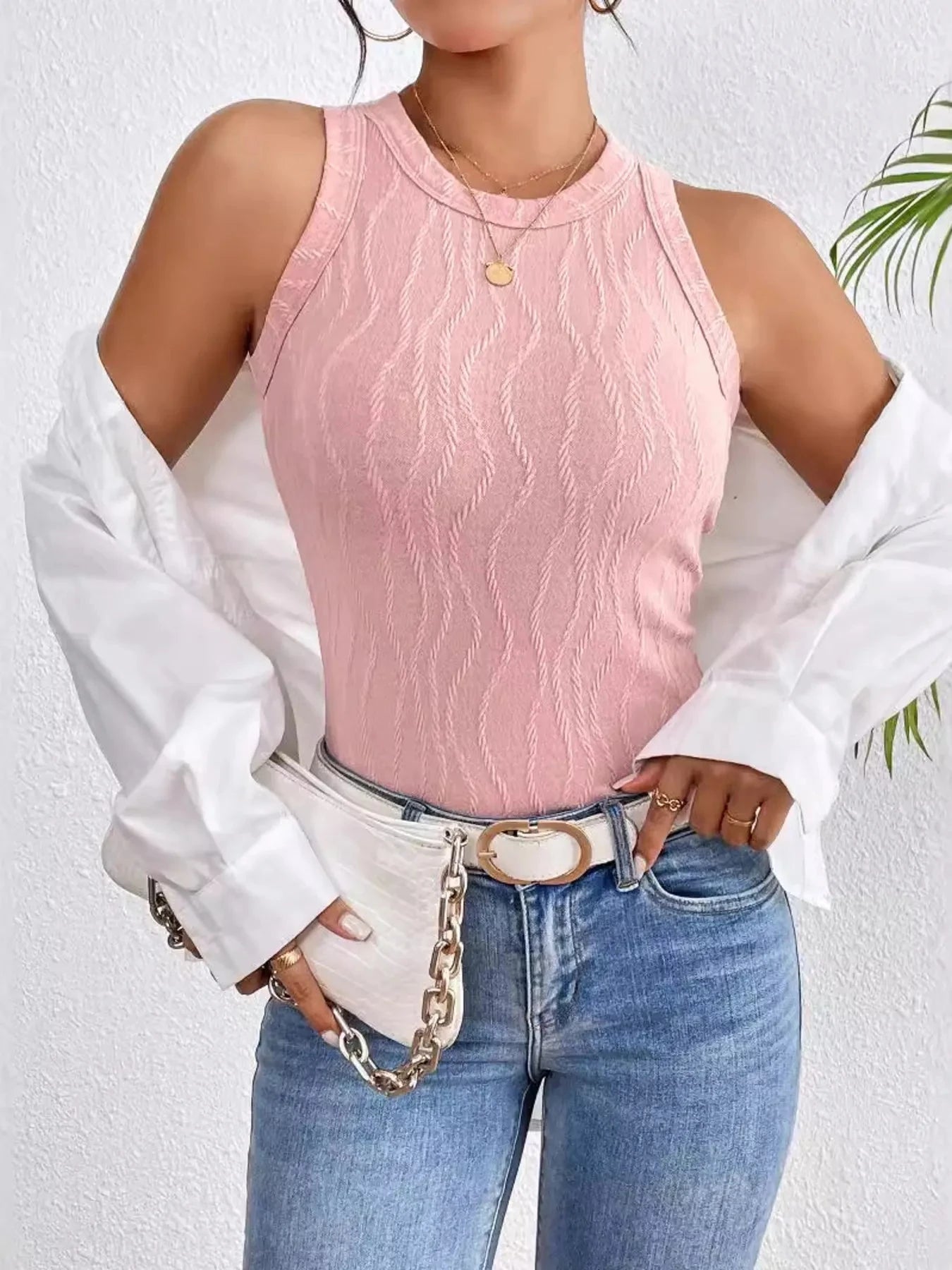 Textured Round Neck Tank Top Coco’s Tee Boutique