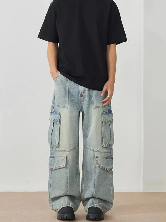 Men's Wash Wide Leg Cargo Jeans Simply Love