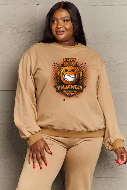 Simply Love Full Size HAPPY HALLOWEEN Graphic Sweatshirt.