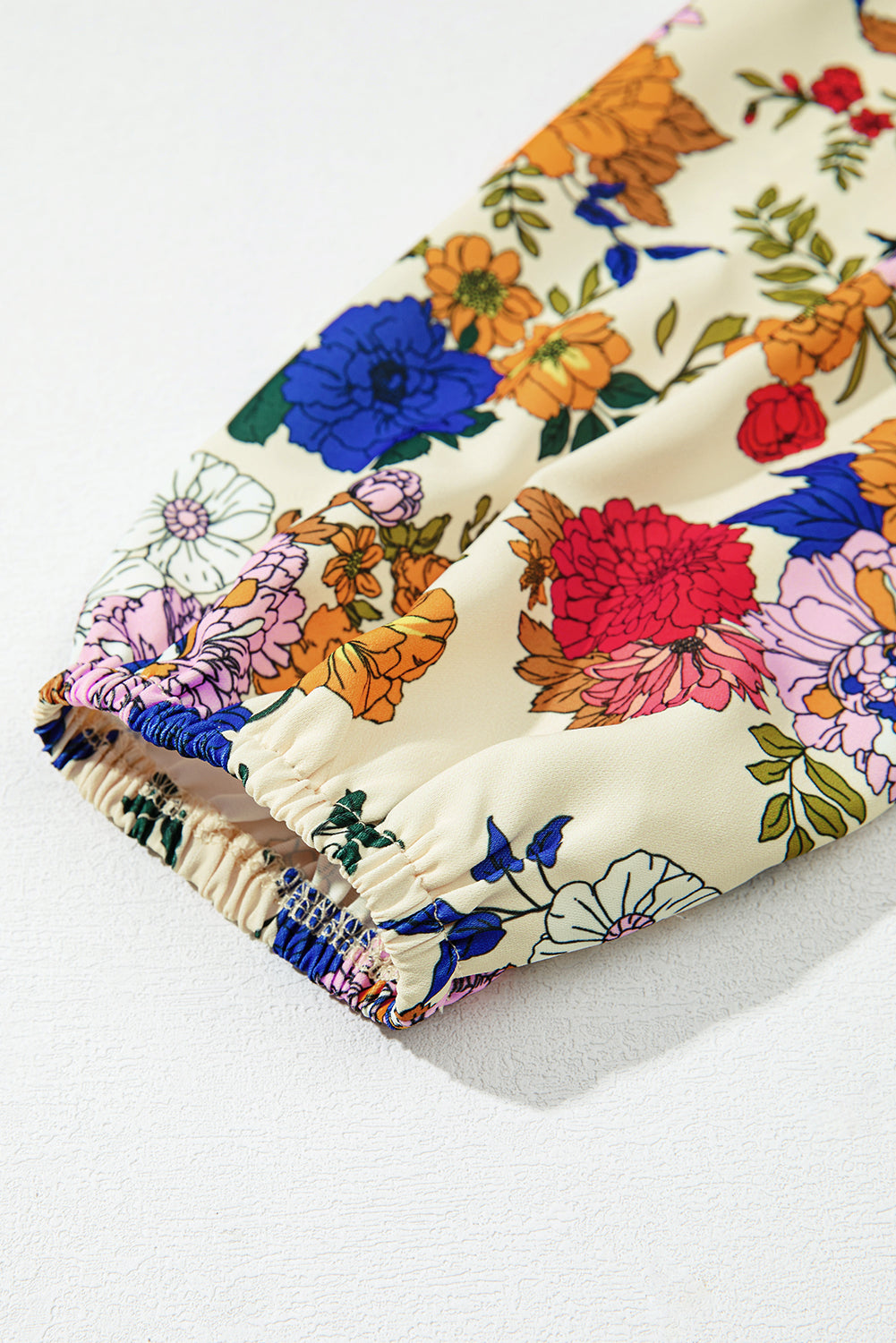 Premium Apricot Ruffled Shoulder Floral Long Sleeve Blouse Dear-Lover Dropshipping