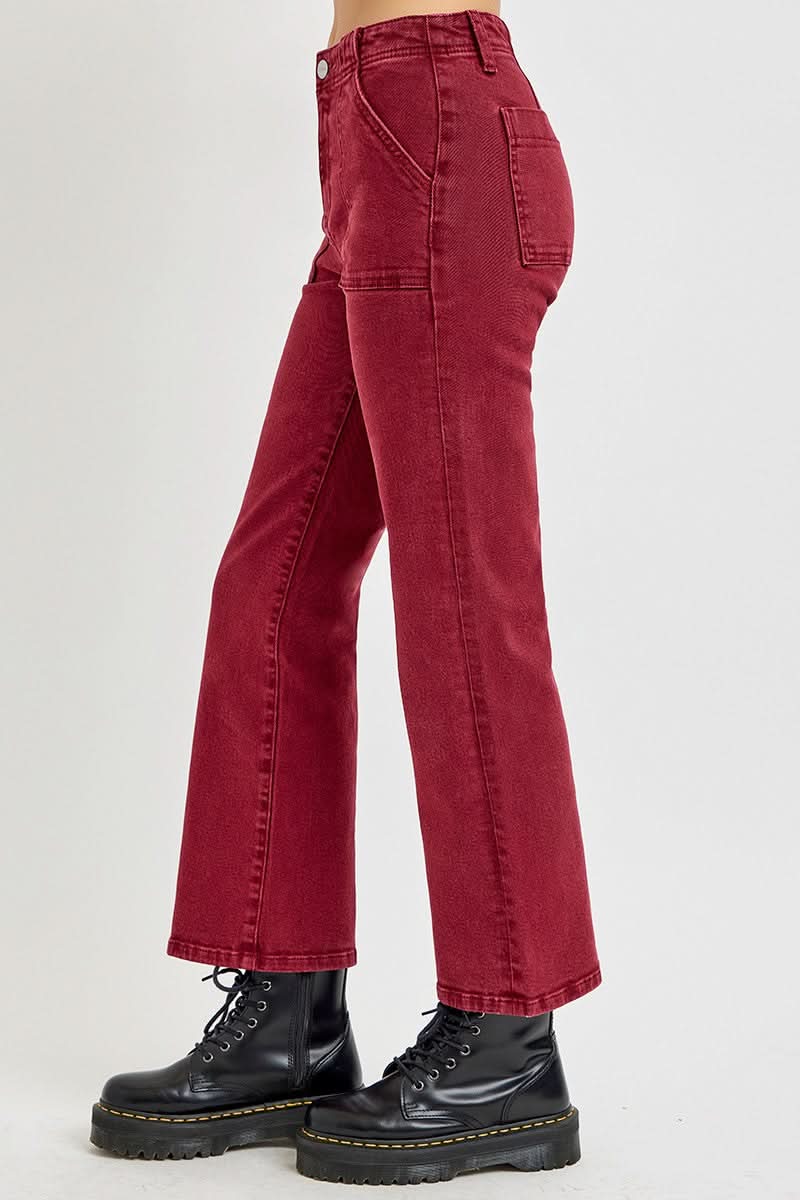 RISEN Full Size High Rise Straight Jeans with Patch Pockets