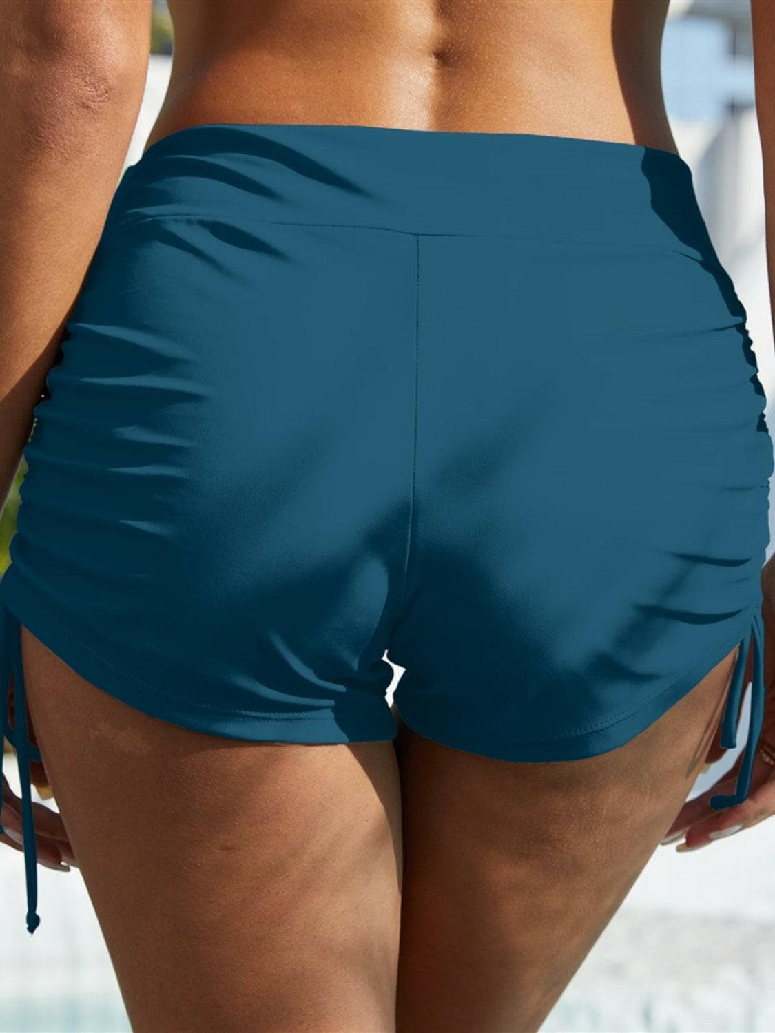 Drawstring Mid-Rise Waist Swim Shorts.