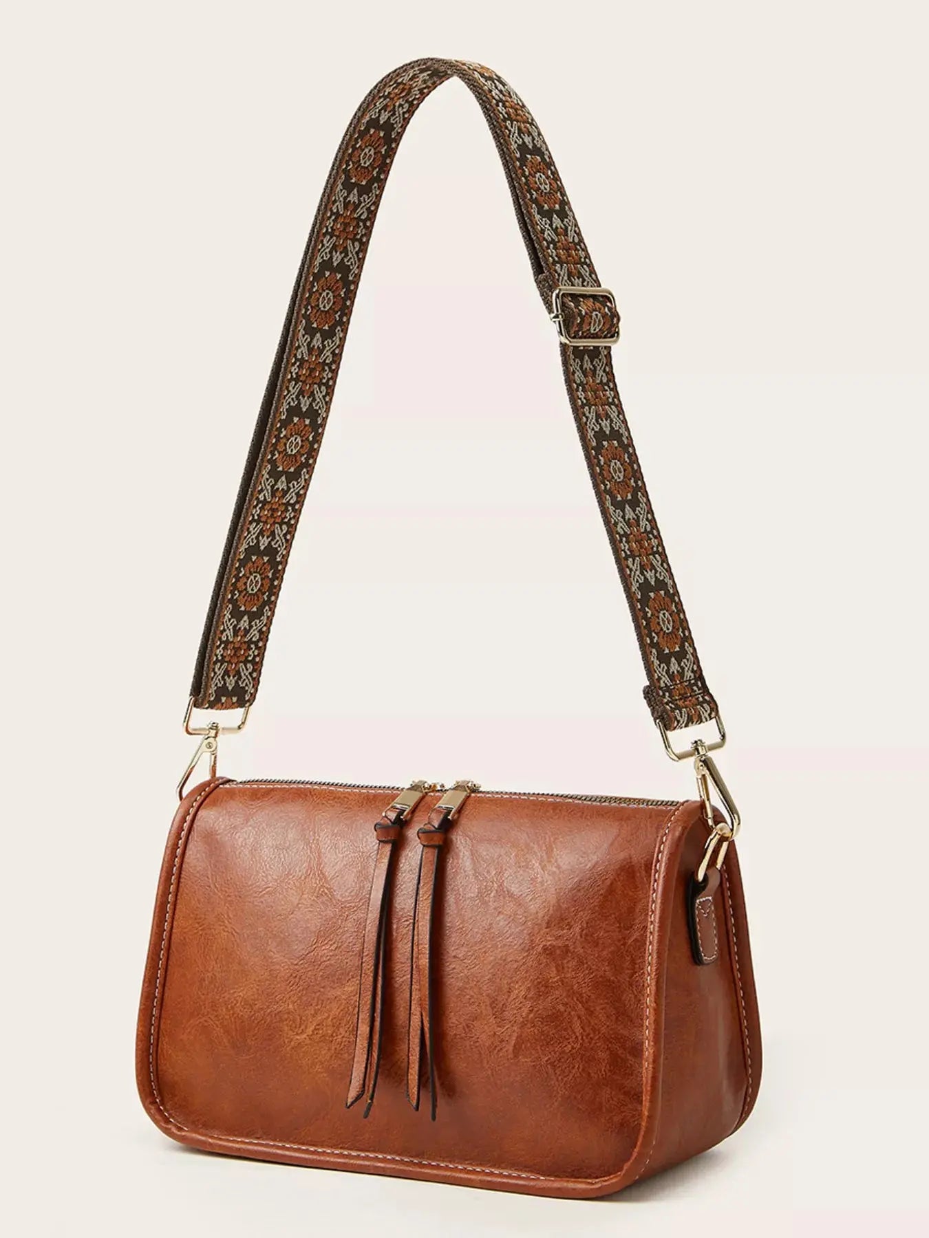 Vintage Style Patterned Strap Crossbody Bag Simply Love