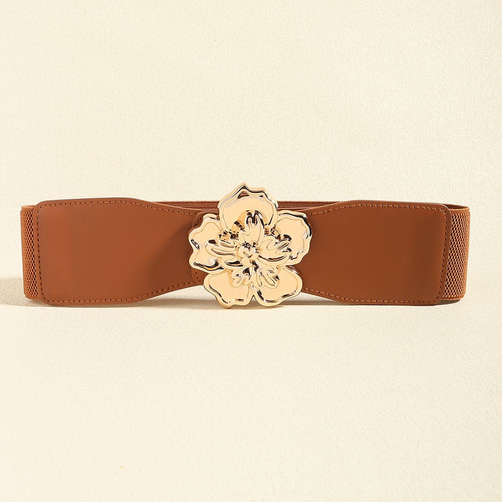 Flower Alloy Buckle Elastic Belt.