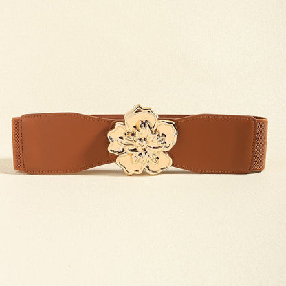 Flower Alloy Buckle Elastic Belt.