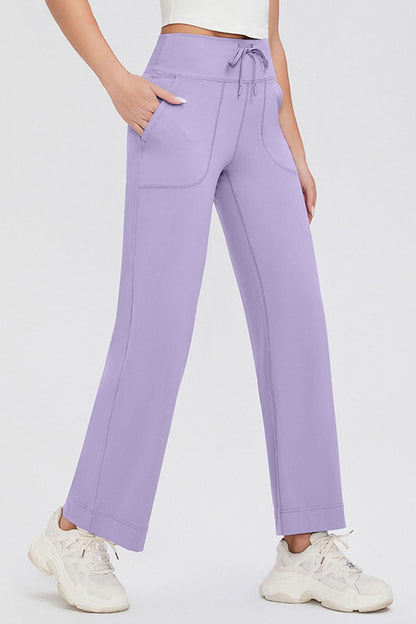 Essential Comfort Drawstring High Waist Pants with Pockets