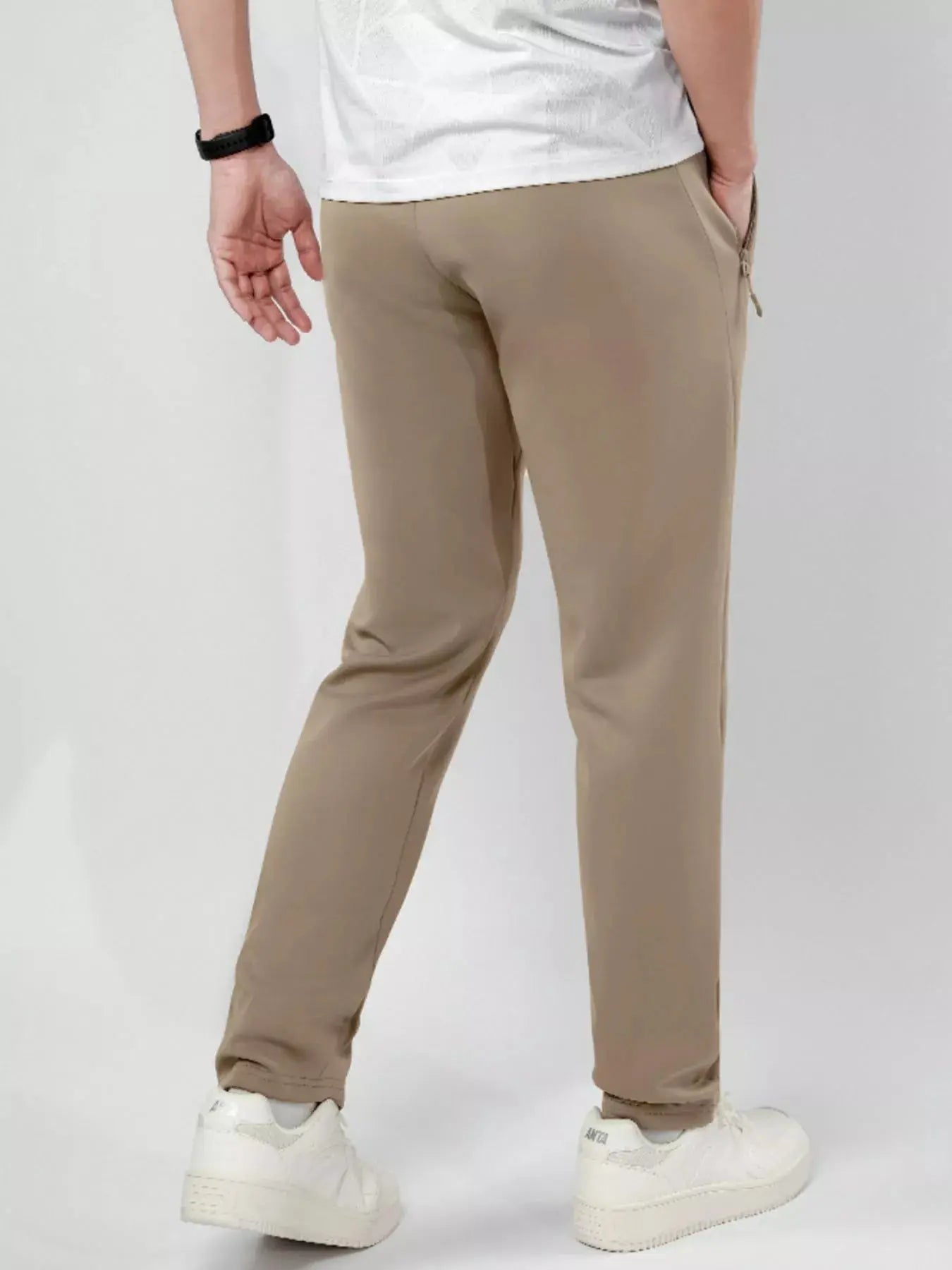 Men's Plus Size Stretch Elastic Waistband Pants with Side Zipper Pockets Simply Love