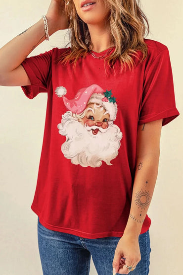 Santa Round Neck Short Sleeve T-Shirt