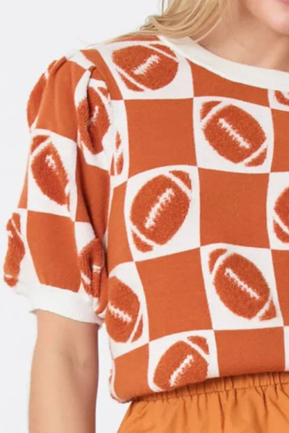 Chic football short sleeve sweater