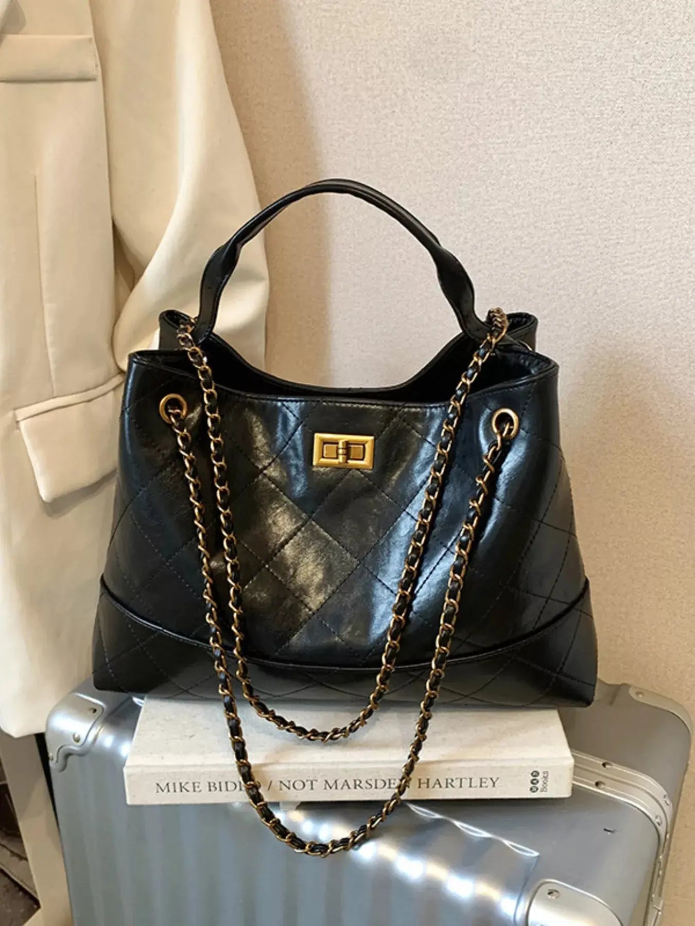 Quilted Leather Chain Strap Crossbody Bag Simply Love