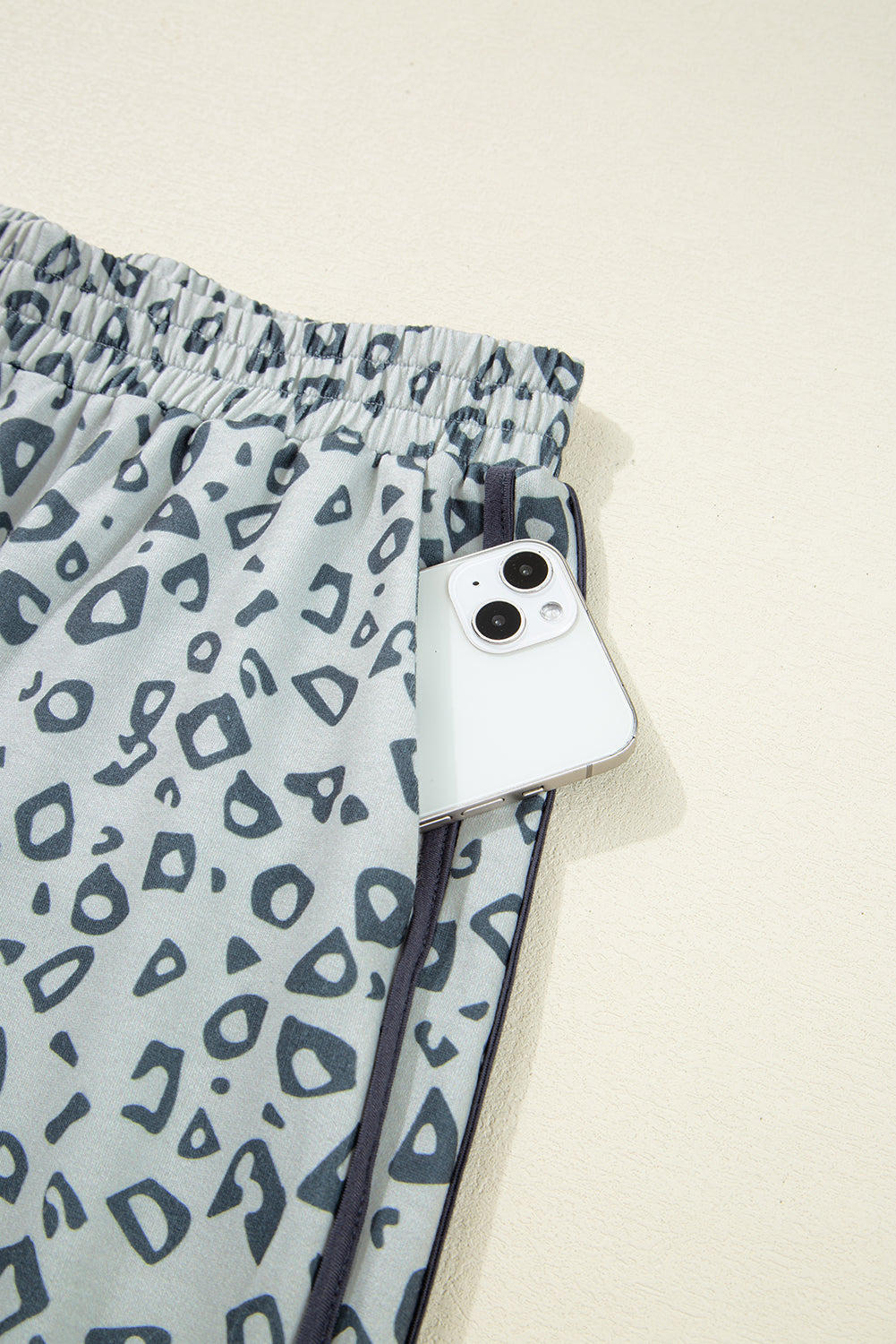 Gray Leopard High Waist Side Bow Straight Leg Love Salve