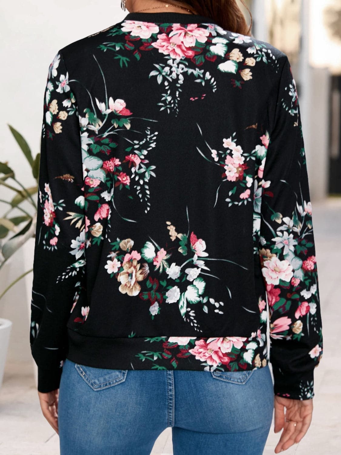 Printed Zip Up Long Sleeve Outerwear.