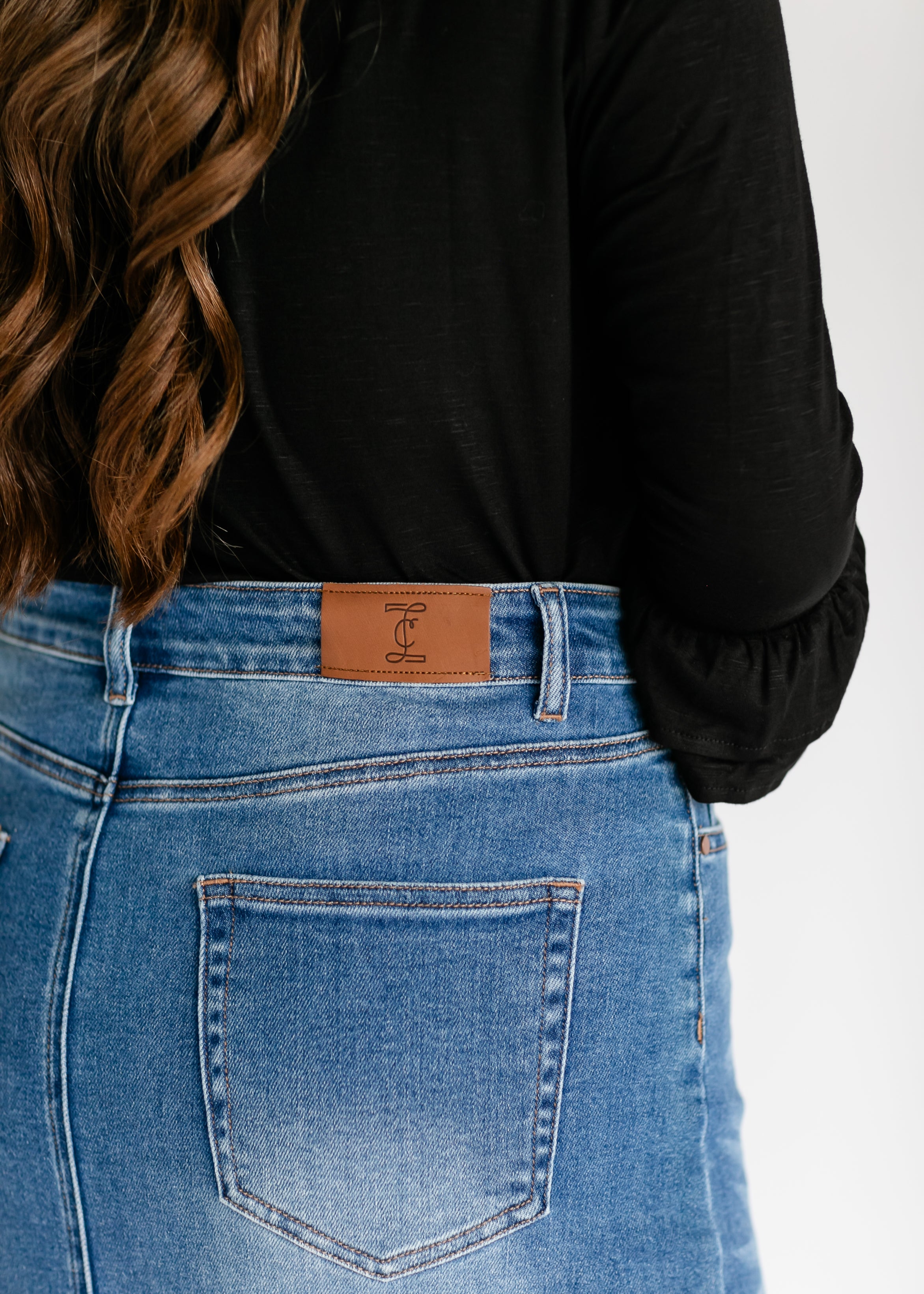 Dakotah Raw Hem Long Denim Skirt Inherit Co.