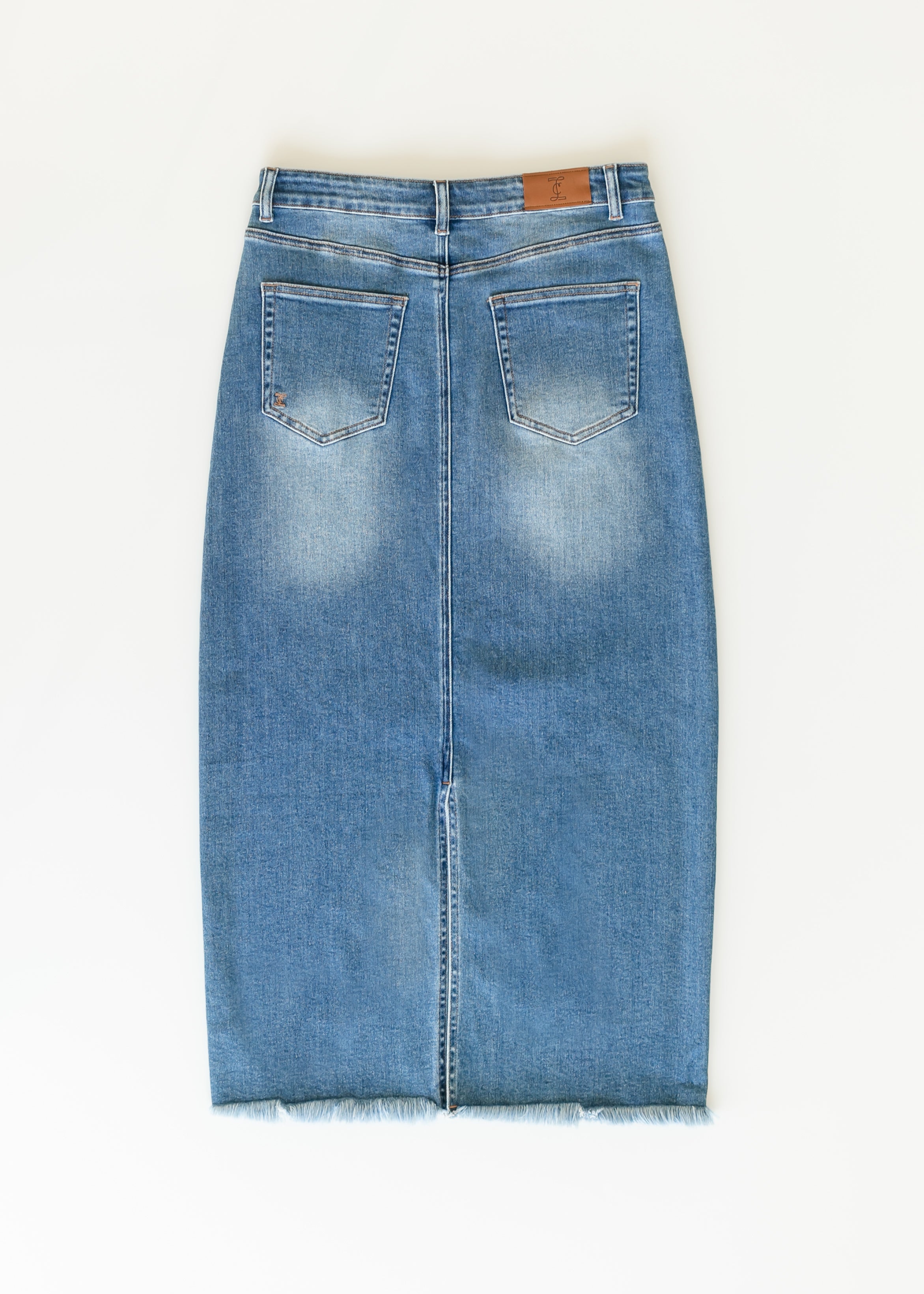 Dakotah Raw Hem Long Denim Skirt Inherit Co.