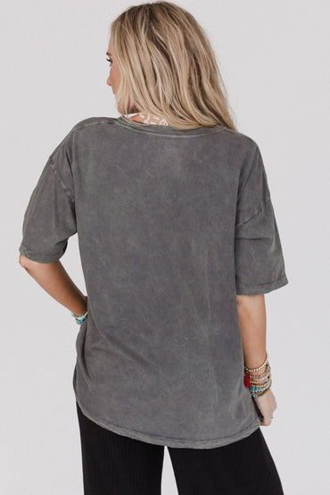 Dark Grey Kindness Butterflies Graphic Mineral Wash Loose Tee - Love Salve 