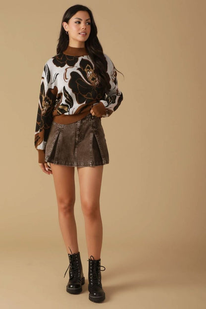 DARLING SENSATION JACQUARD SWEATER TOP - Love Salve