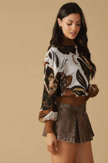 DARLING SENSATION JACQUARD SWEATER TOP - Love Salve