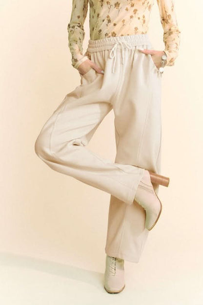 Davi & Dani Casual Drawstring Wide Leg Lounge Pants - Love Salve 