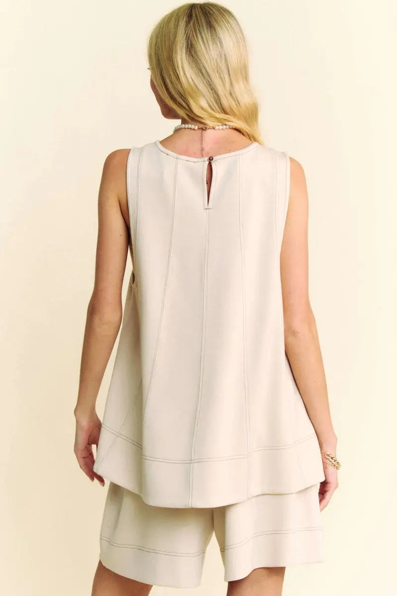 Davi & Dani Contrast Seam Top and Short Set - Love Salve