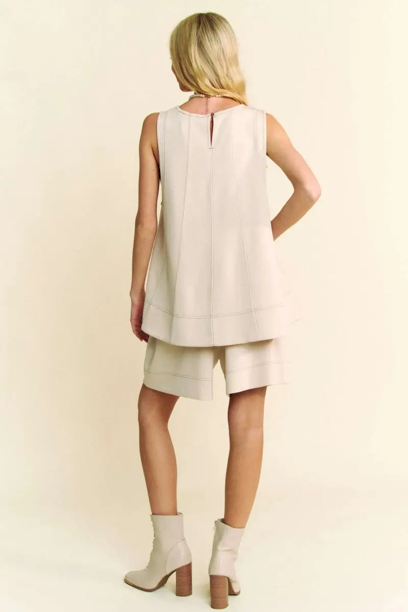 Davi & Dani Contrast Seam Top and Short Set - Love Salve