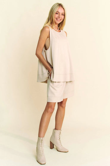 Davi & Dani Contrast Seam Top and Short Set - Love Salve