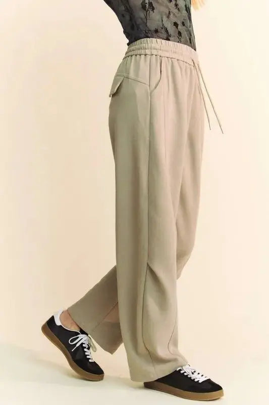 Davi & Dani Drawstring Wide Leg Sweatpants for Comfort - Love Salve 