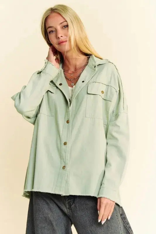 Davi & Dani Multi Color Rock & Roll Fringed Hem Loose Fit Shacket - Love Salve