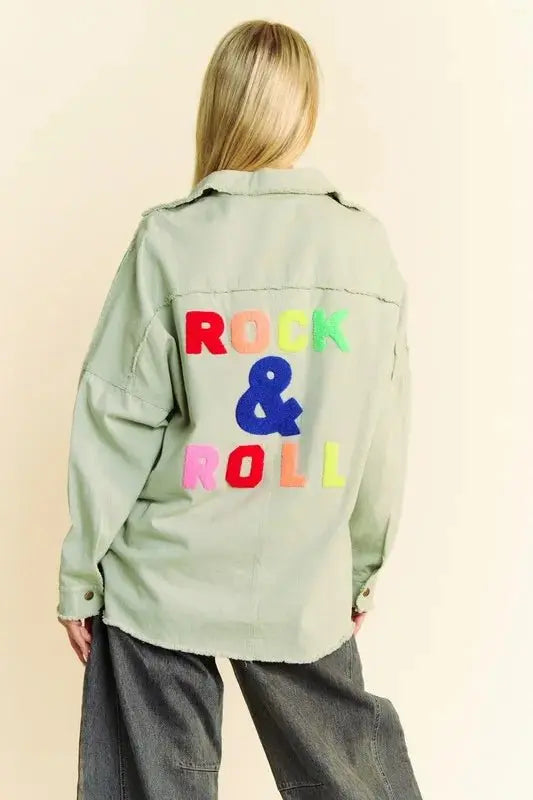 Davi & Dani Multi Color Rock & Roll Fringed Hem Loose Fit Shacket - Love Salve
