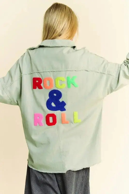 Davi & Dani Multi Color Rock & Roll Fringed Hem Loose Fit Shacket - Love Salve