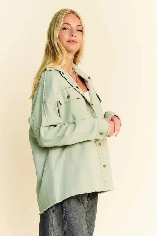 Davi & Dani Multi Color Rock & Roll Fringed Hem Loose Fit Shacket - Love Salve